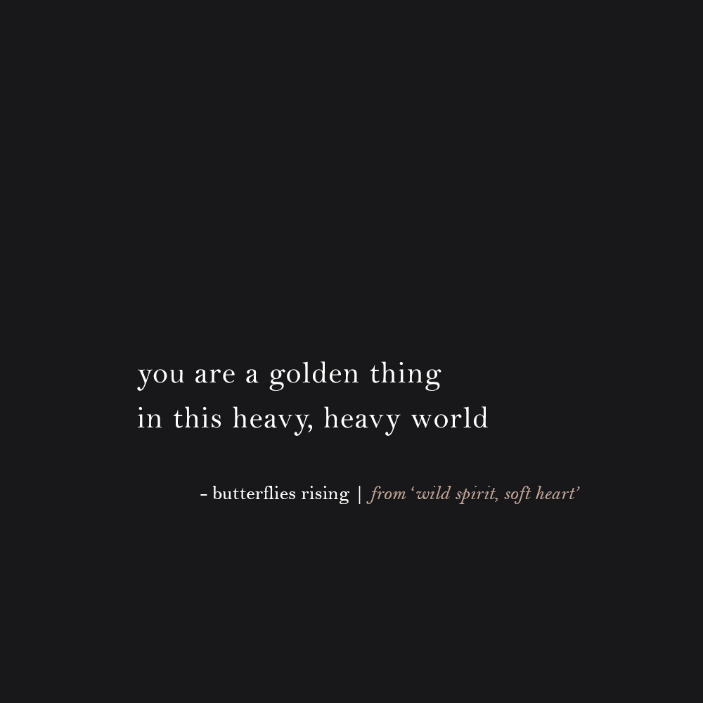 you are a golden thing in this heavy, heavy world - butterflies rising