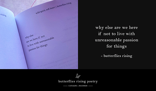 why else are we here if not to live with unreasonable passion for things - butterflies rising