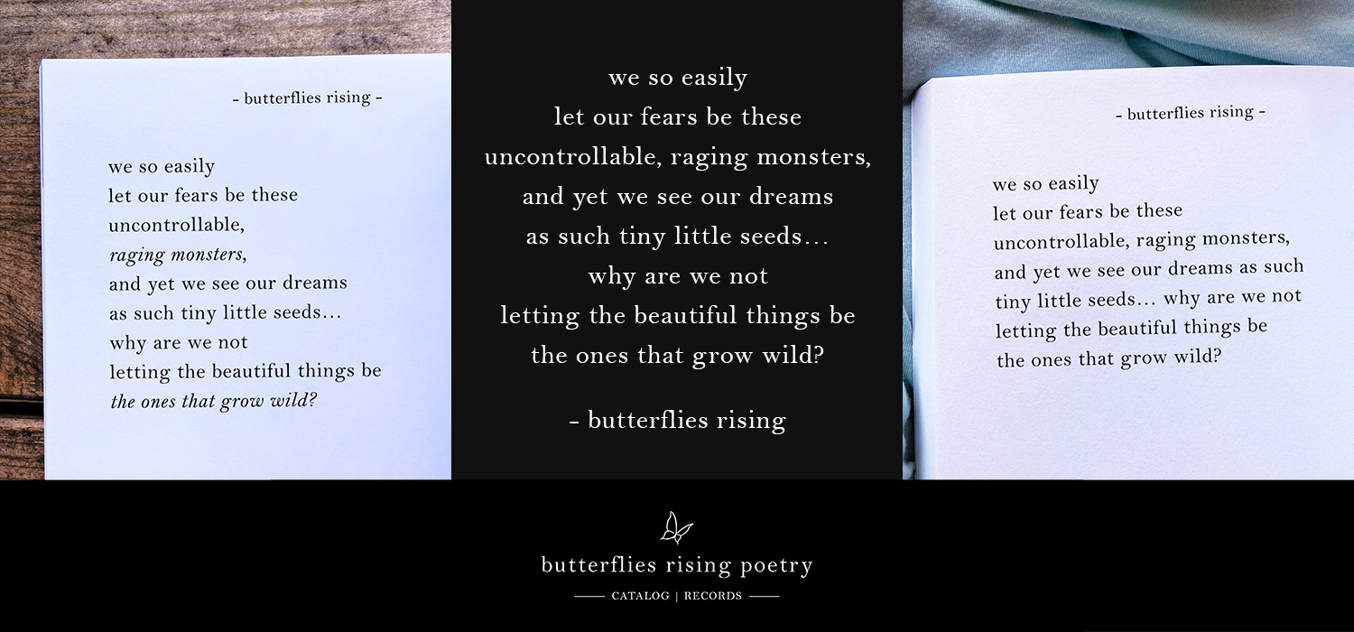 we so easily let our fears be these uncontrollable, raging monsters, and yet we see our dreams as such tiny little seeds