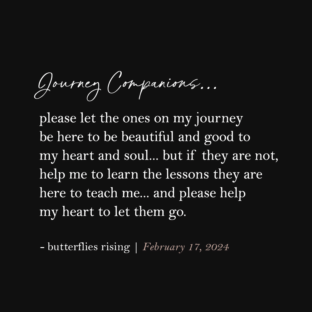 Journey Companions... please let the ones on my journey be here to be beautiful