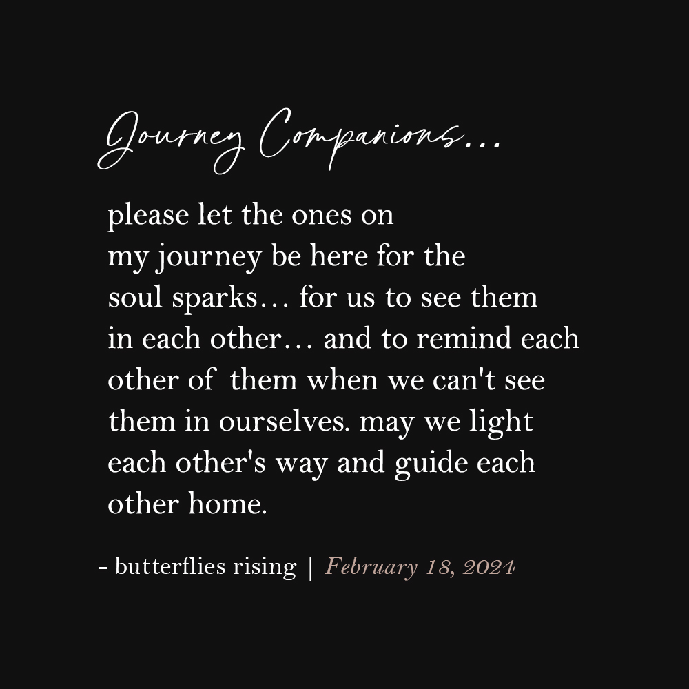 Journey Companions... please let the ones on my journey be here for the soul sparks... for us to see them in each other