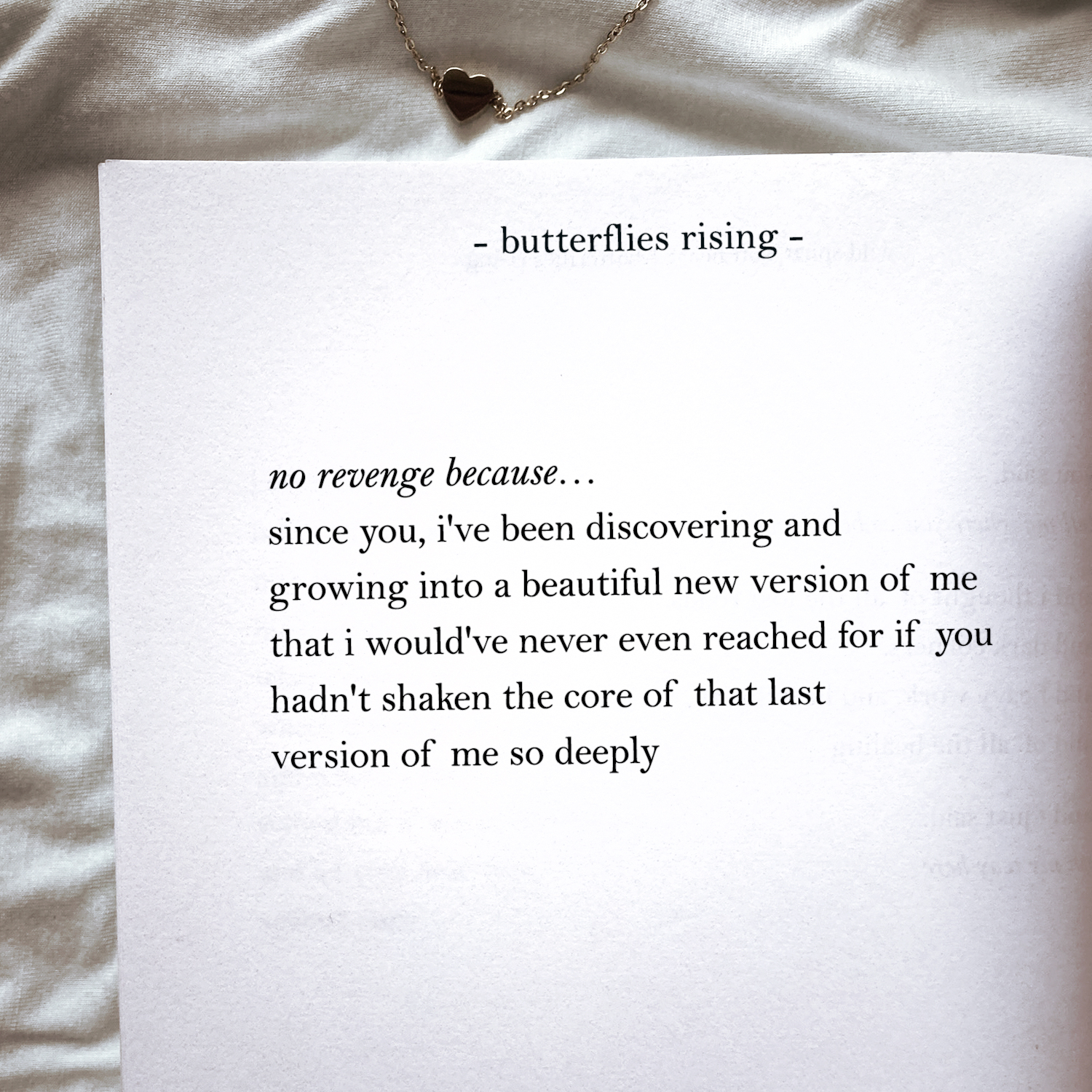 no revenge because… since you, i've been discovering