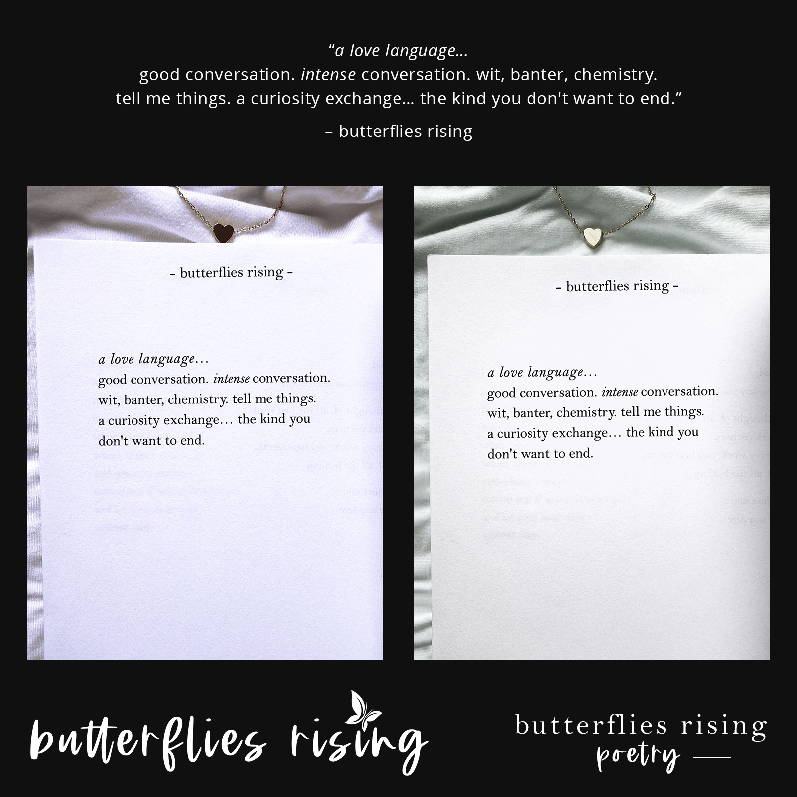 a love language… good conversation. intense conversation. wit, banter, chemistry