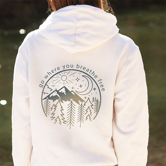go where you breathe free hoodie - butterflies rising quote