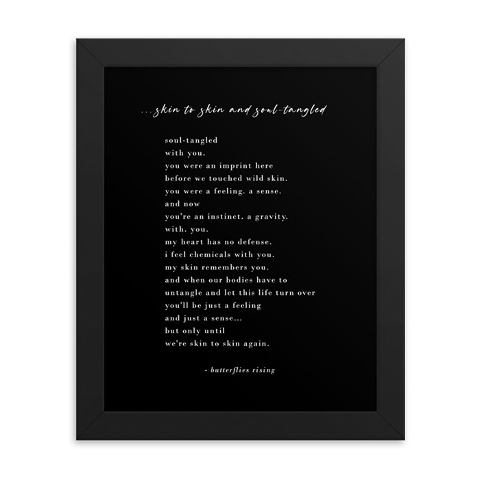 skin to skin and soul-tangled - butterflies rising - framed poem