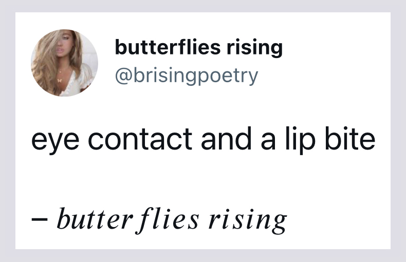 eye contact and a lip bite - butterflies rising