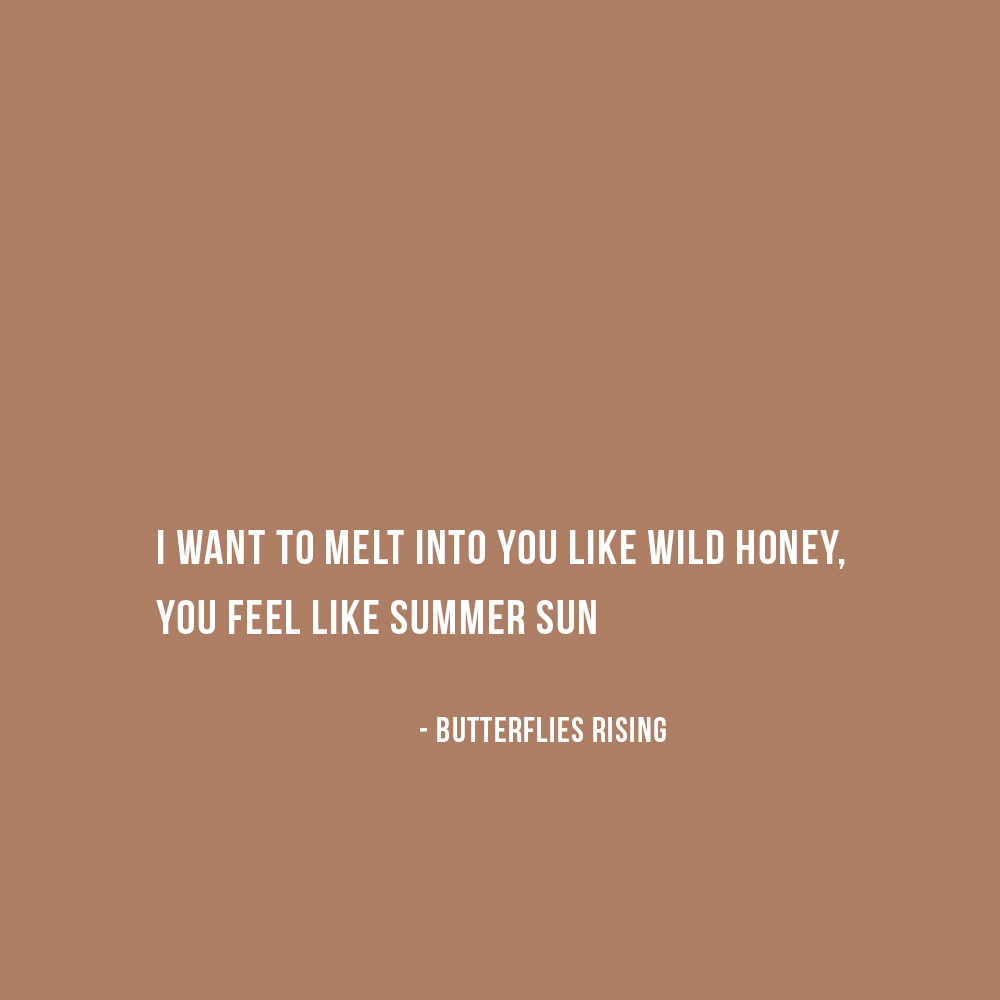 i want to melt into you like wild honey, you feel like summer sun - butterflies rising