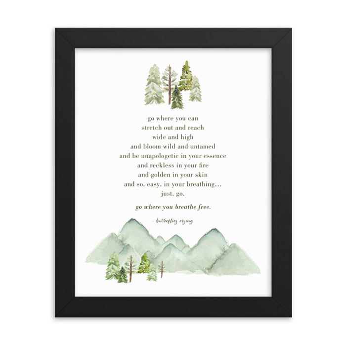 where you breathe free - forest poster - butterflies rising