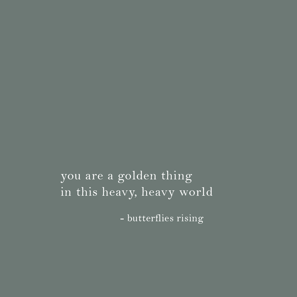 you are a golden thing in this heavy, heavy world - butterflies rising quote